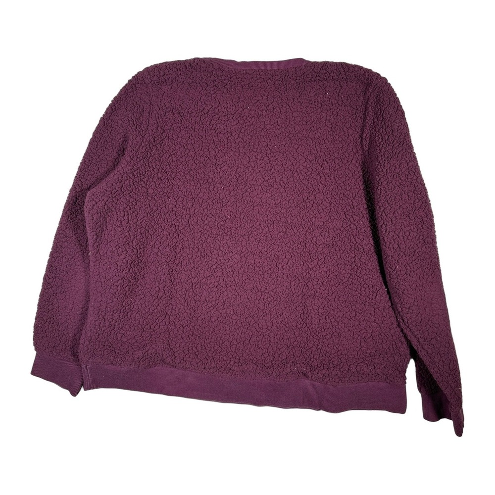 Calvin Klein Burgundy Sherpa Fleece Crewneck Sweatshirt Pullover Logo L G Womens - Picture 2 of 7